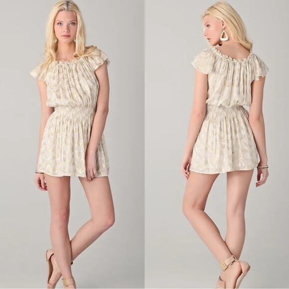 Rachel Zoe Frankie Metallic Silk Chiffon Grecian Peasant Mini Dress 4 - Picture 3 of 12